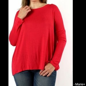 PLUS DROP SHOULDER LONG SLEEVE TOP